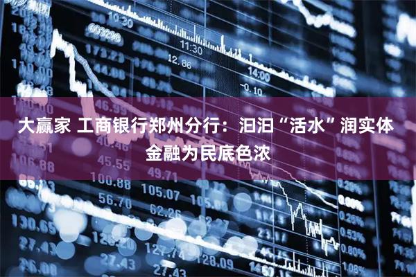 大赢家 工商银行郑州分行：汩汩“活水”润实体 金融为民底色浓